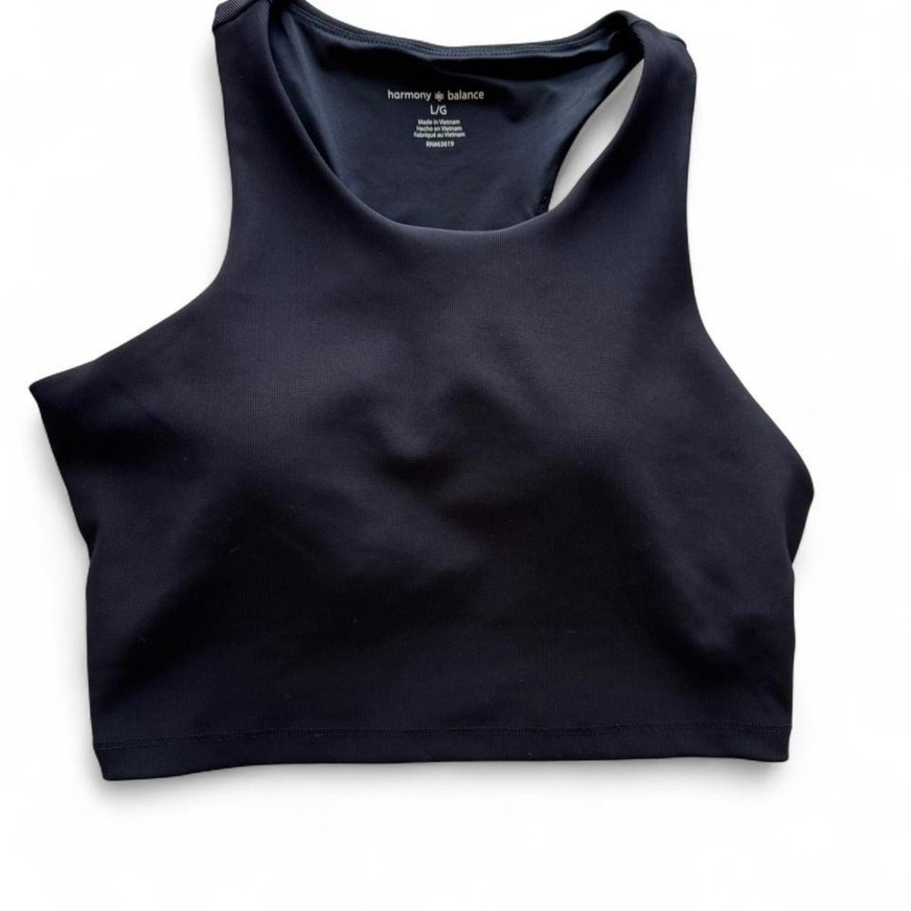 Harmony Balance Black Cropped Tank w/ Built In Bra